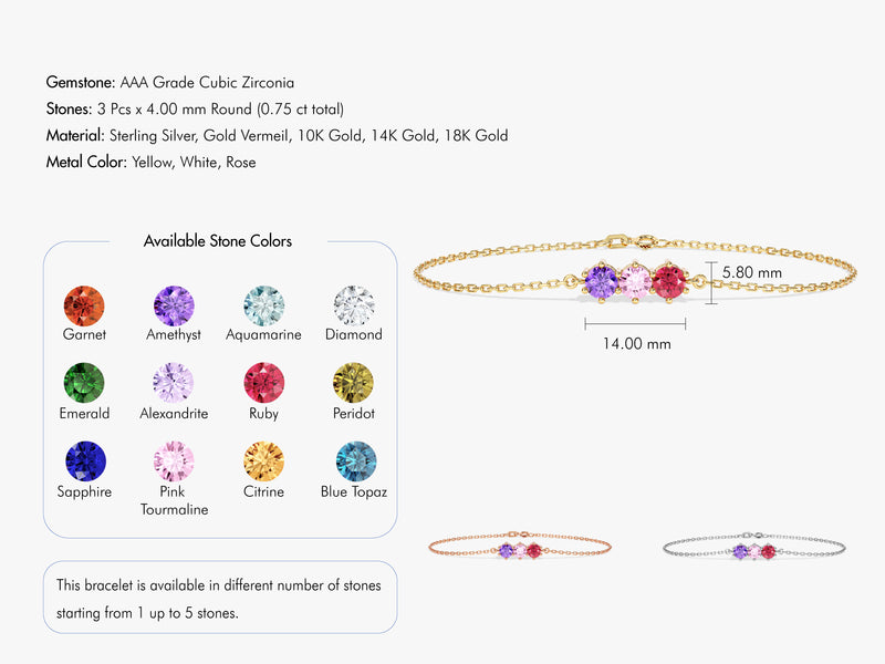 Round-Cut Multi-Stone Birthstone Family Bracelet