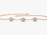 Bezel Set Aquamarine Station Bracelet in 14k Solid Gold