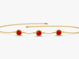 Bezel Set Ruby Station Bracelet in 14k Solid Gold