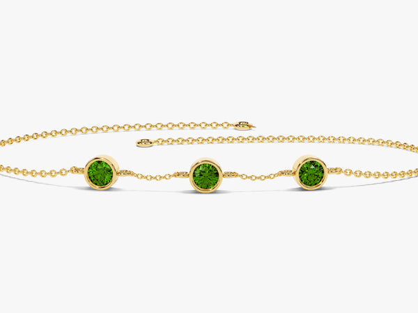 Bezel Set Emerald Station Bracelet in 14k Solid Gold