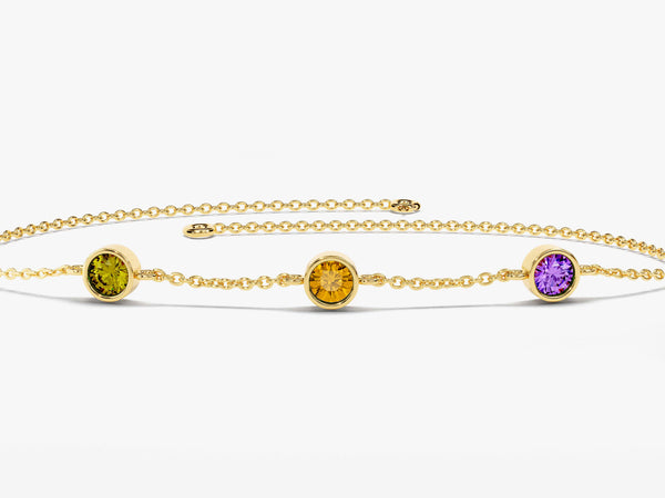 Bezel Set Birthstone Station Bracelet