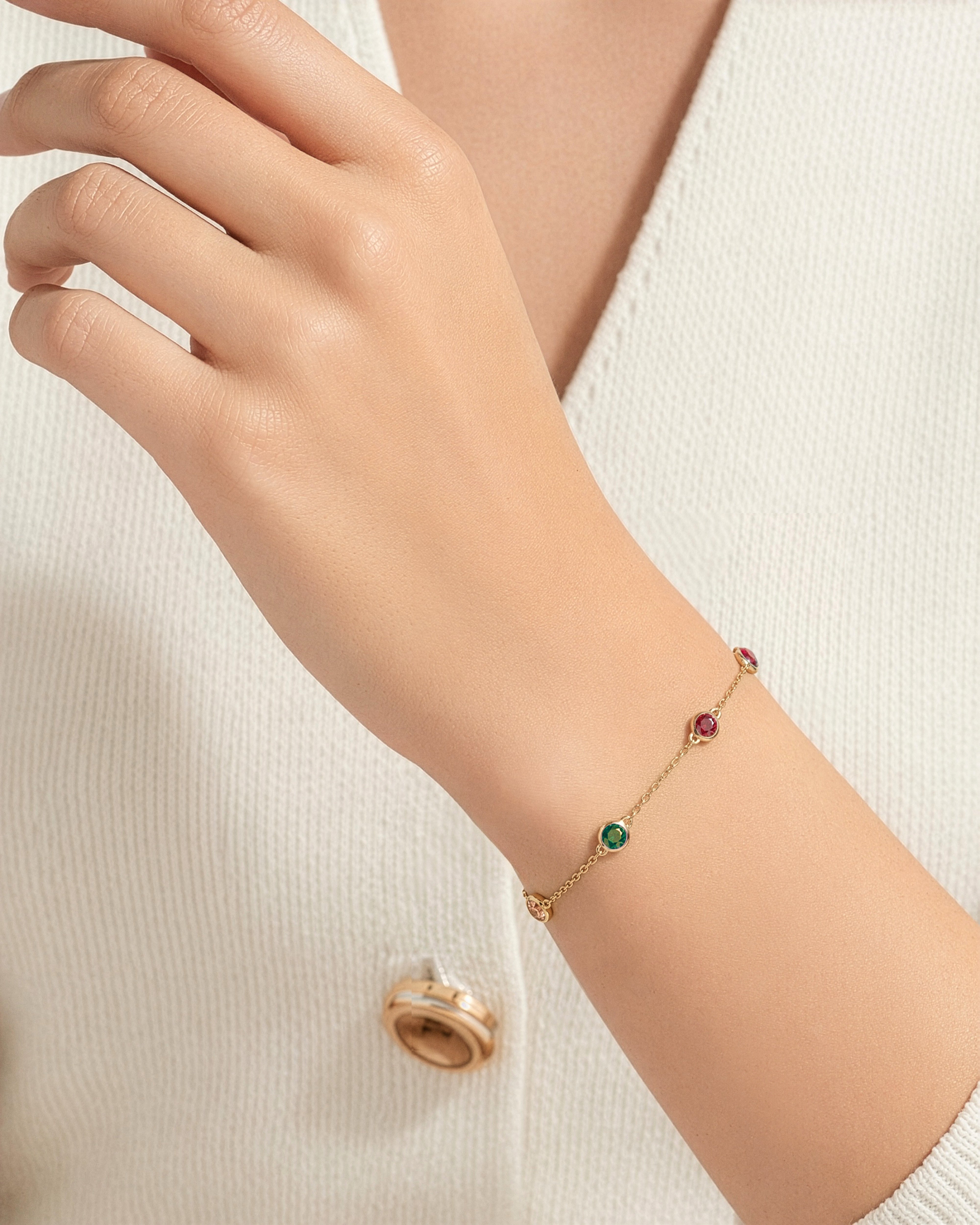 Bezel Set Birthstone Station Bracelet