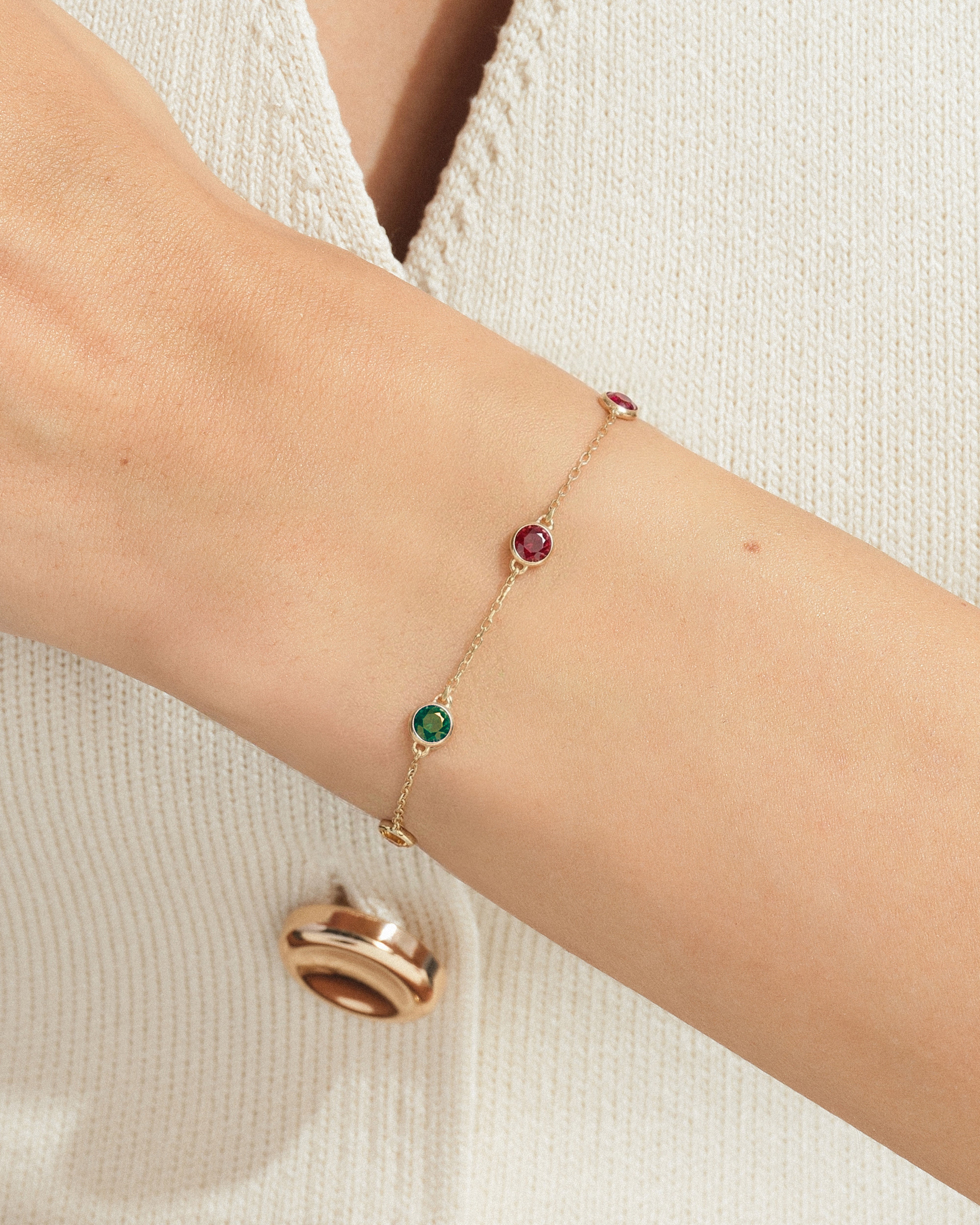 Bezel Set Birthstone Station Bracelet