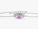 Bezel Set Evil Eye Birthstone Bracelet