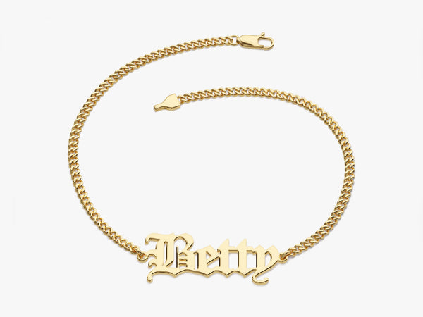 Cuban Chain Old English Font Name Bracelet