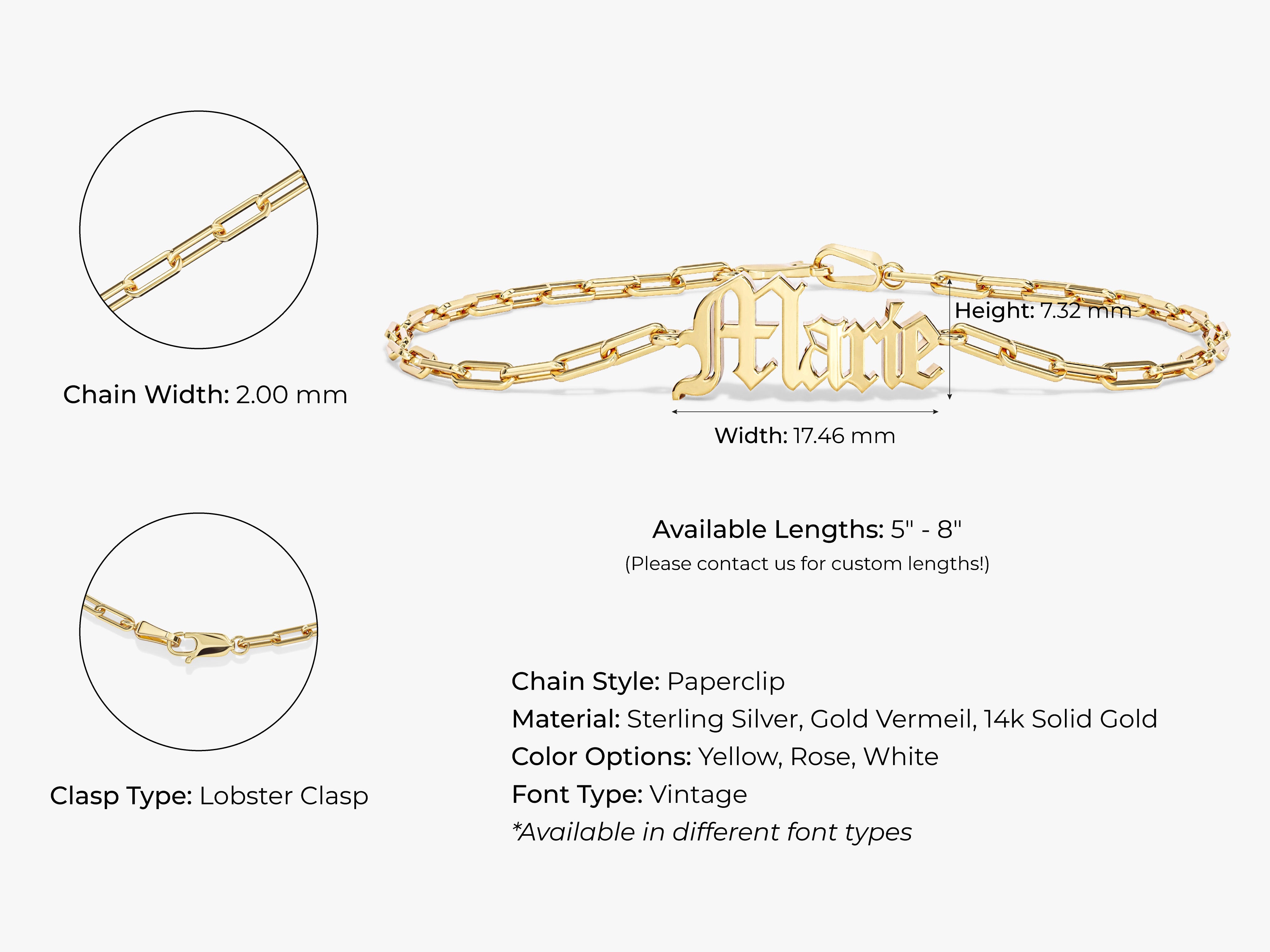 Paperclip Chain Name Bracelet