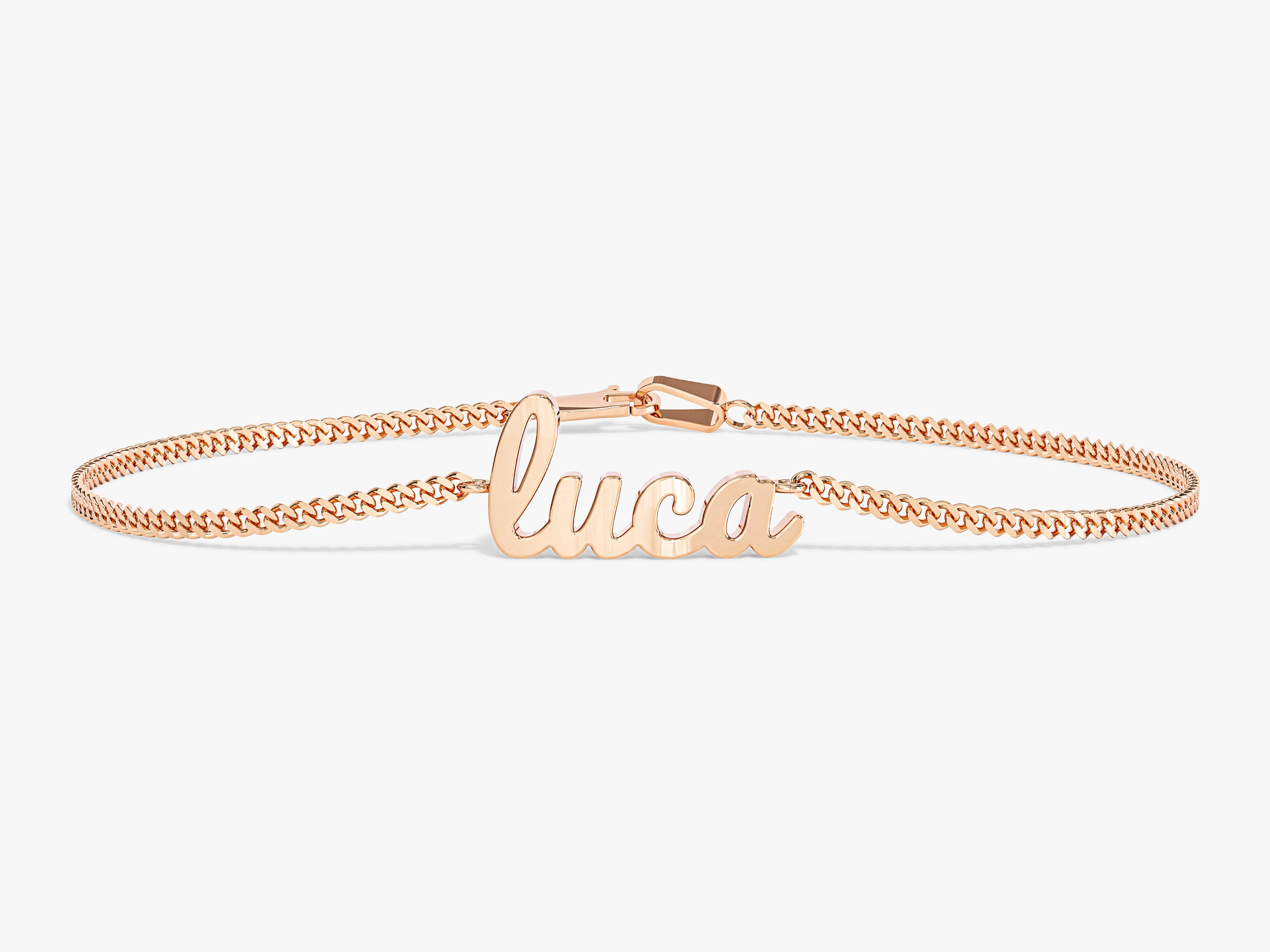 Rose gold "Luca" name bracelet, personalized jewelry, custom name jewelry