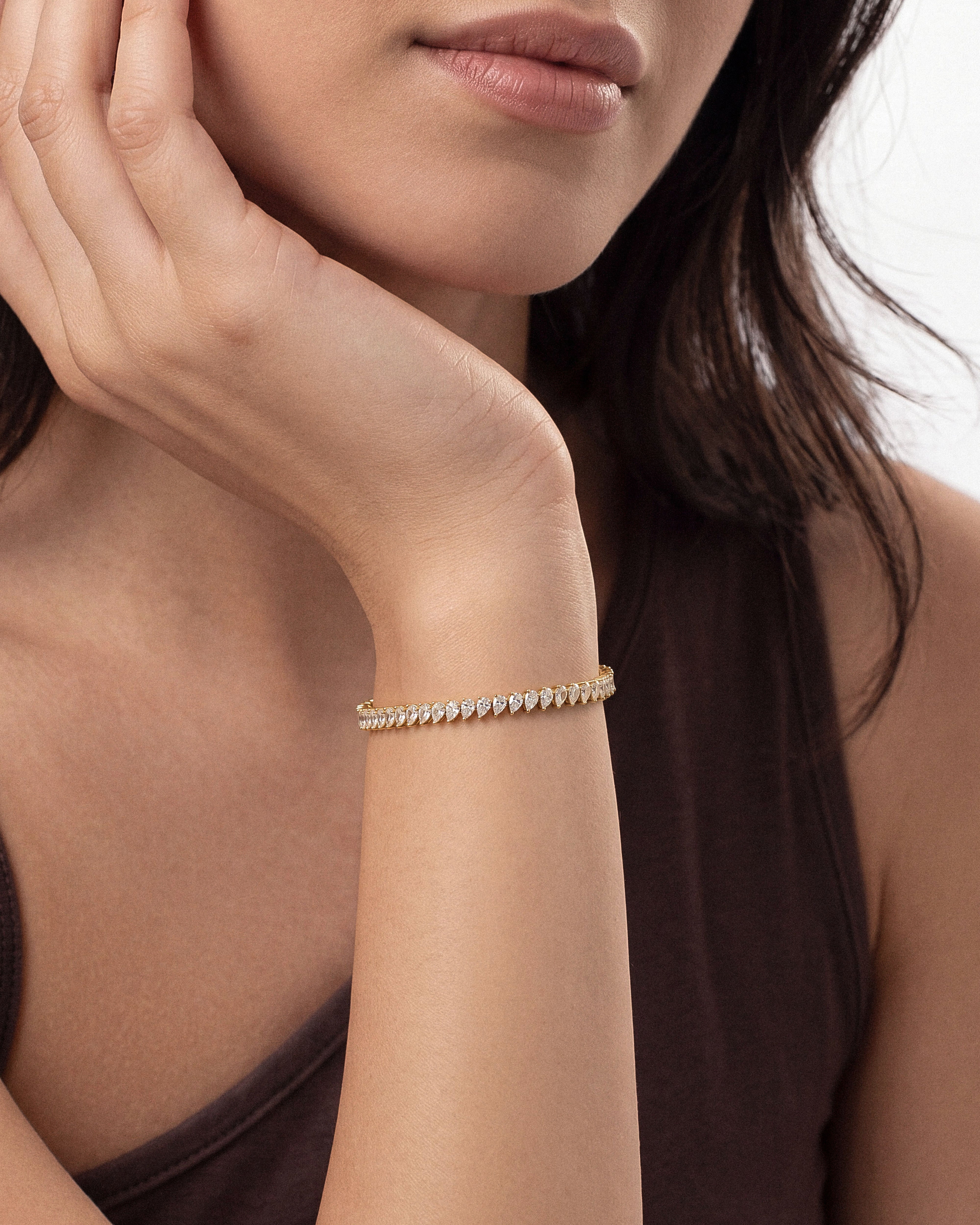 Pear Cut Lab Diamond Tennis Bracelet