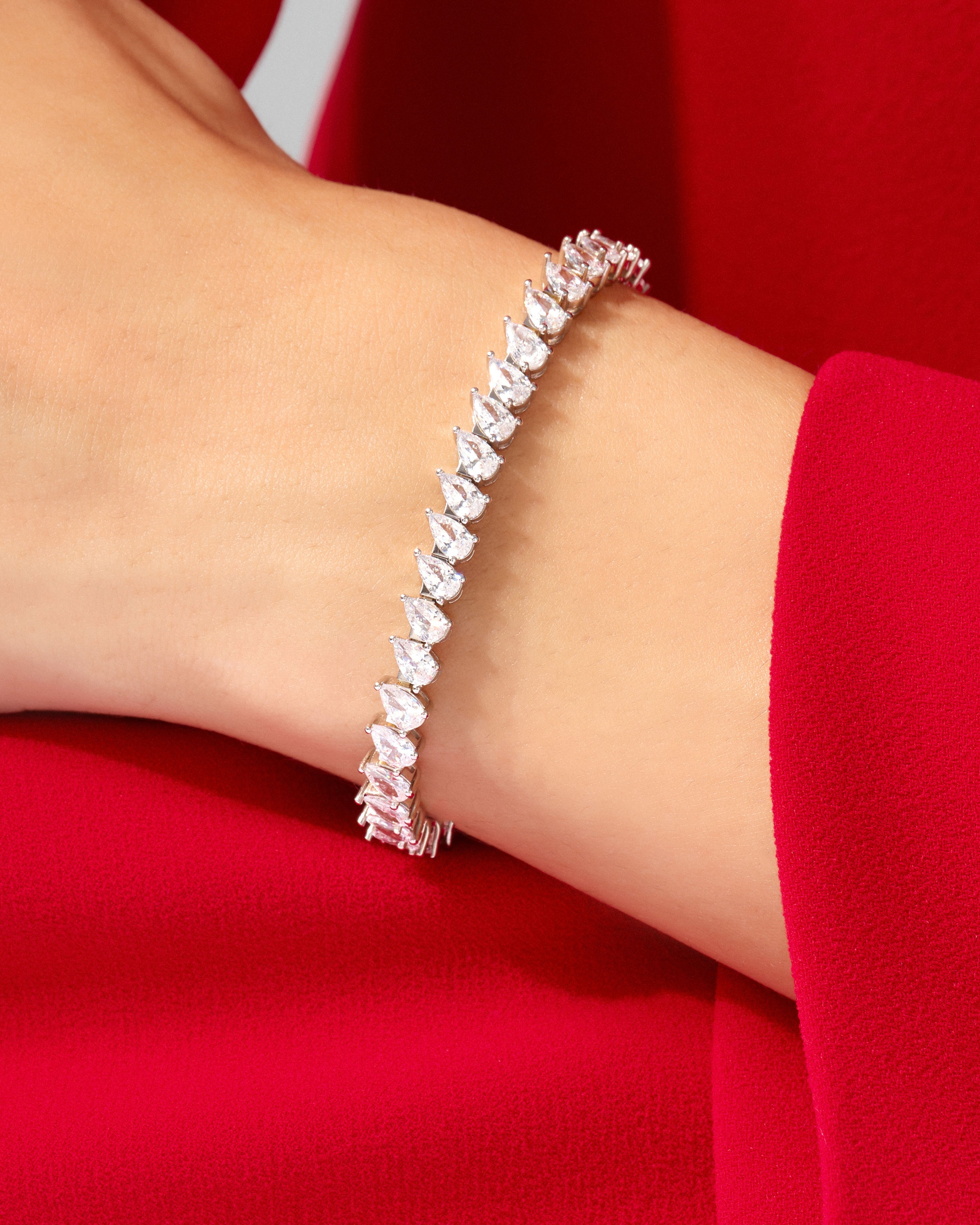 Pear Cut Lab Diamond Tennis Bracelet