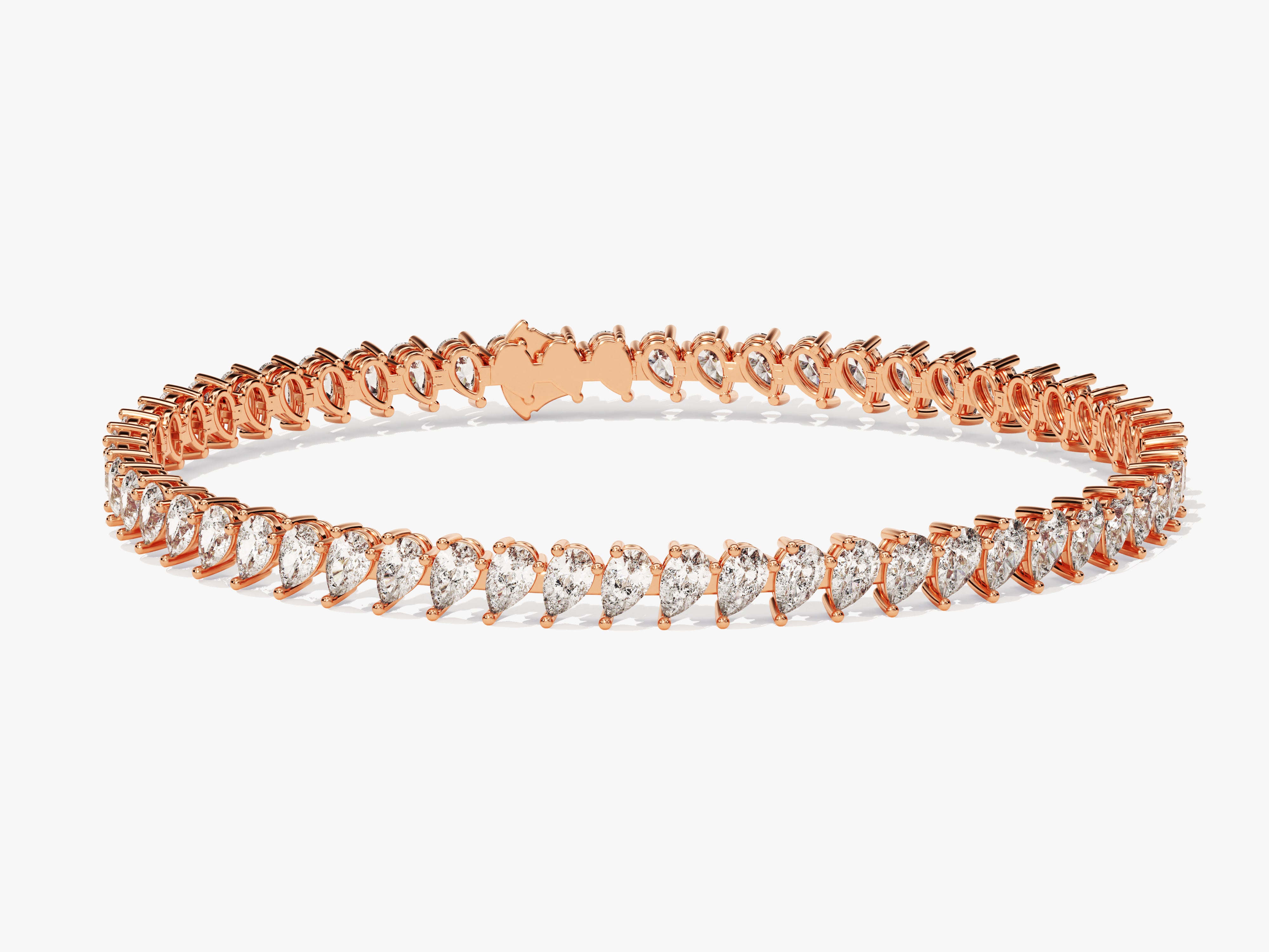 Rose gold pear-shaped diamond tennis bracelet jewelry