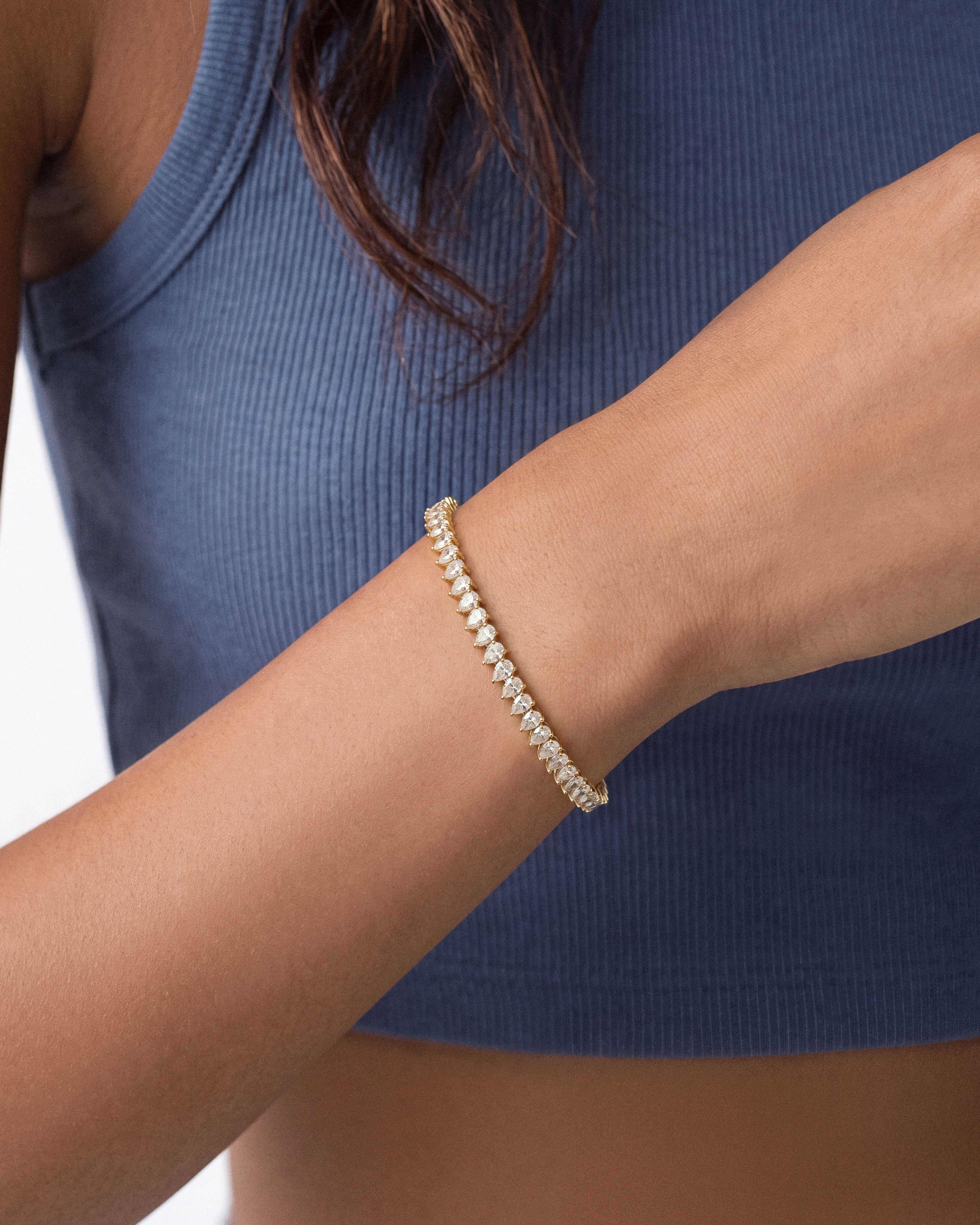 Pear Cut Lab Diamond Tennis Bracelet