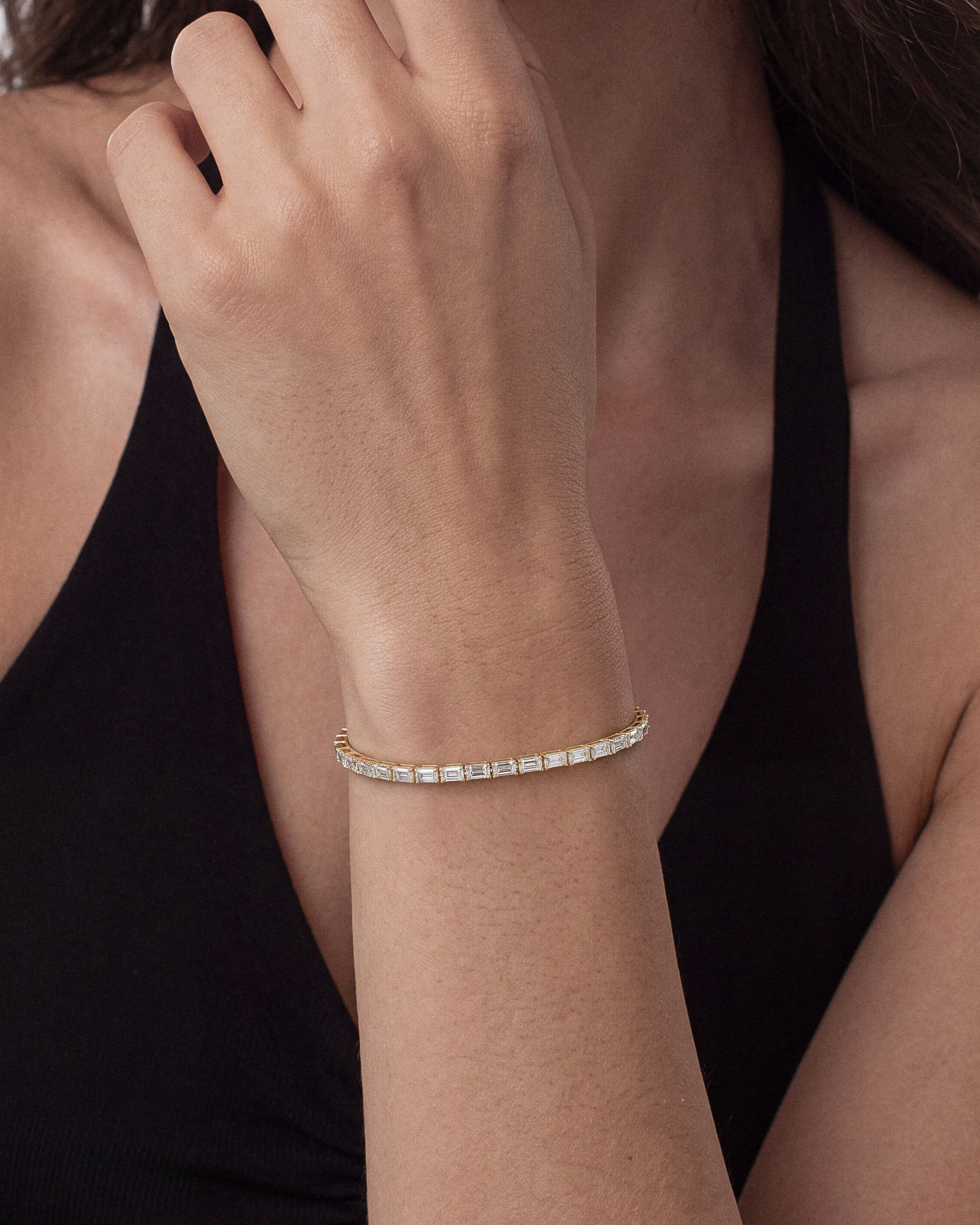Emerald Cut Lab Diamond Tennis Bracelet