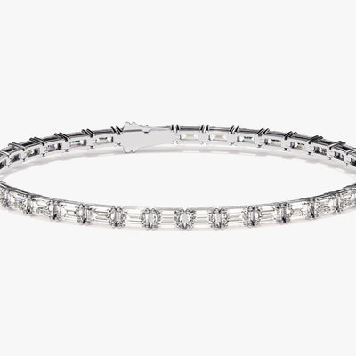 Emerald Cut Lab Diamond Tennis Bracelet
