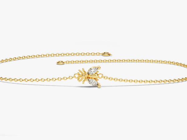 Diamond Bee Bracelet in 14k Gold