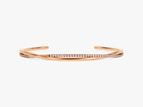 Twisted Diamond Open Cuff Bracelet in 14k Gold