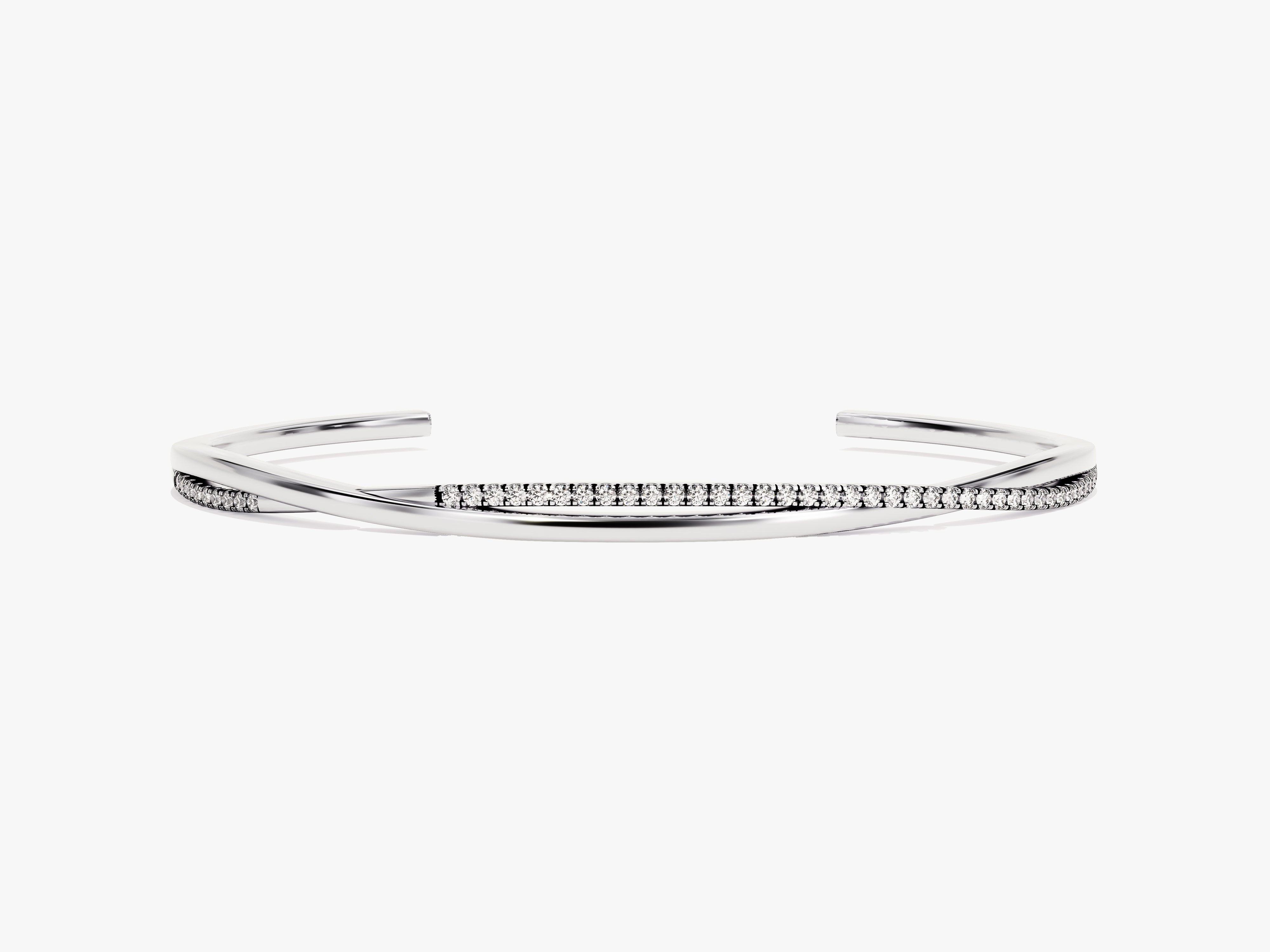 Diamond twisted cuff bracelet, fine jewelry for women