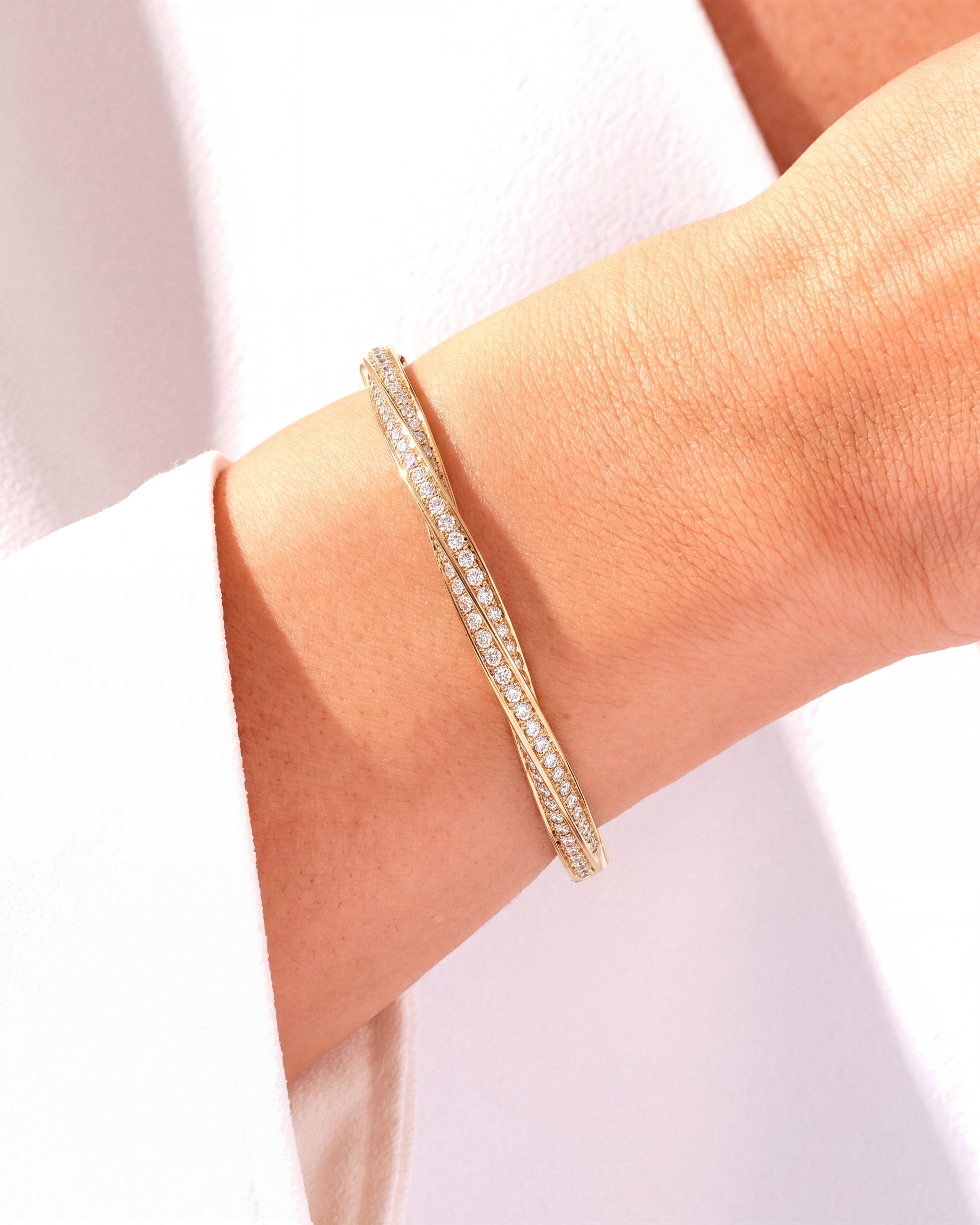 Twisted Gemstone Hinged Bangle