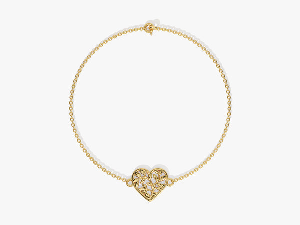 Heart Shaped Leaf Bracelet in 14k Gold