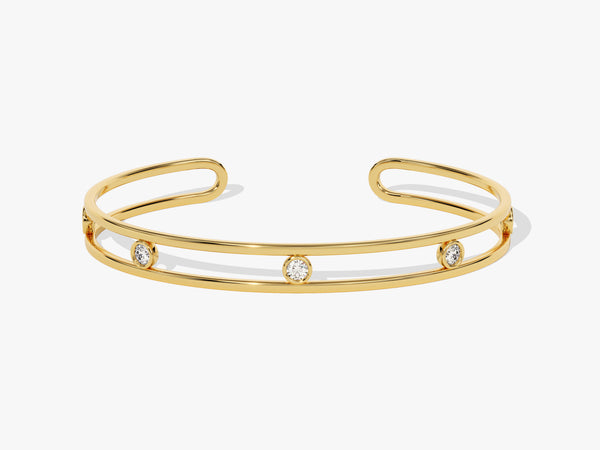 Cuff Bracelet with Diamonds in 14k Gold