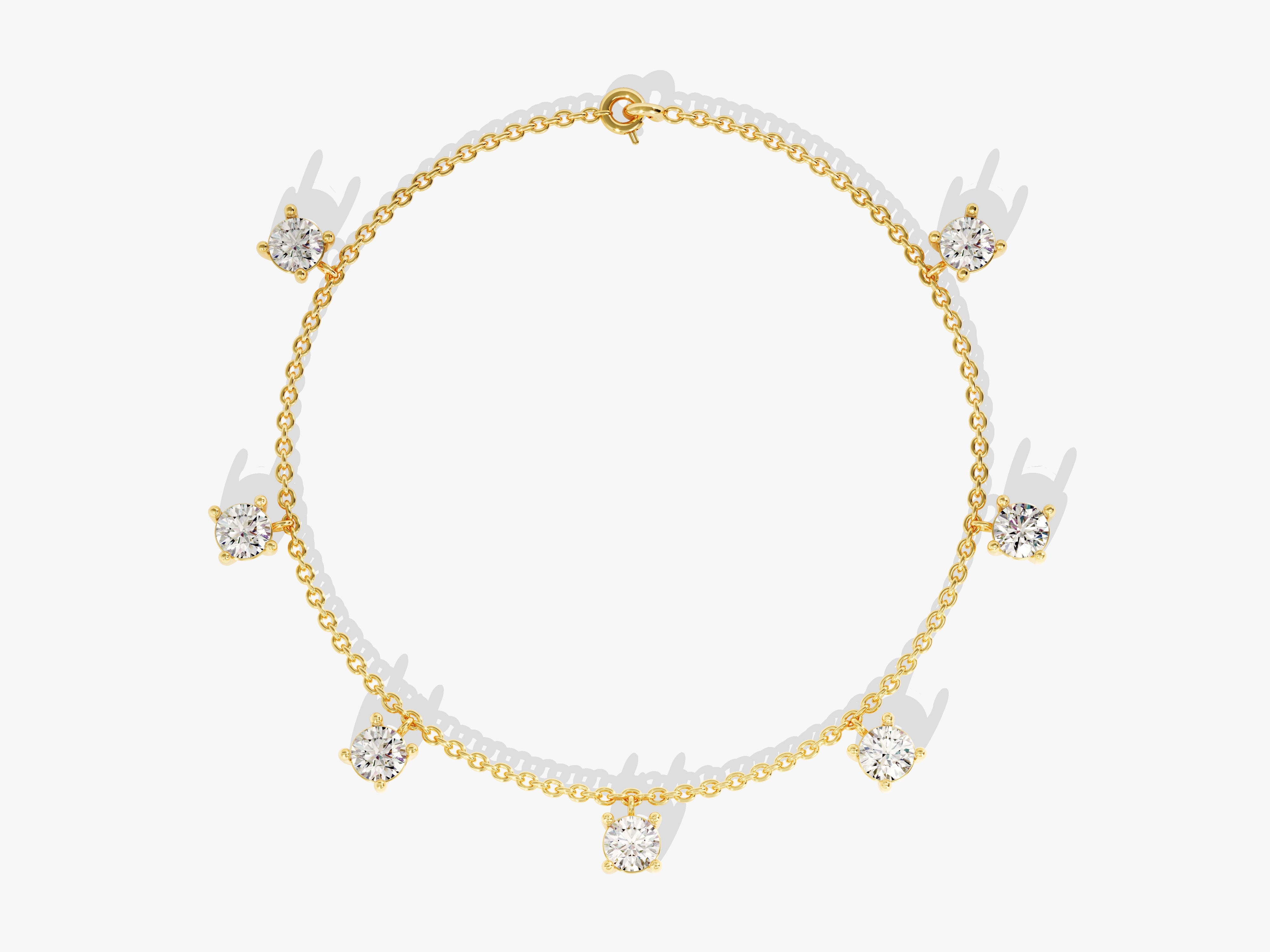 Gold chain bracelet with diamond charms from jewelry company