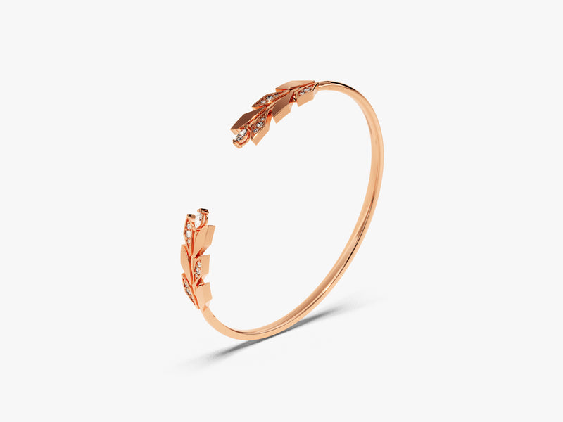 Open Diamond Leaf Bracelet in 14k Gold