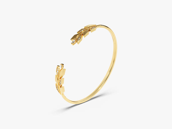 Open Diamond Leaf Bracelet in 14k Gold