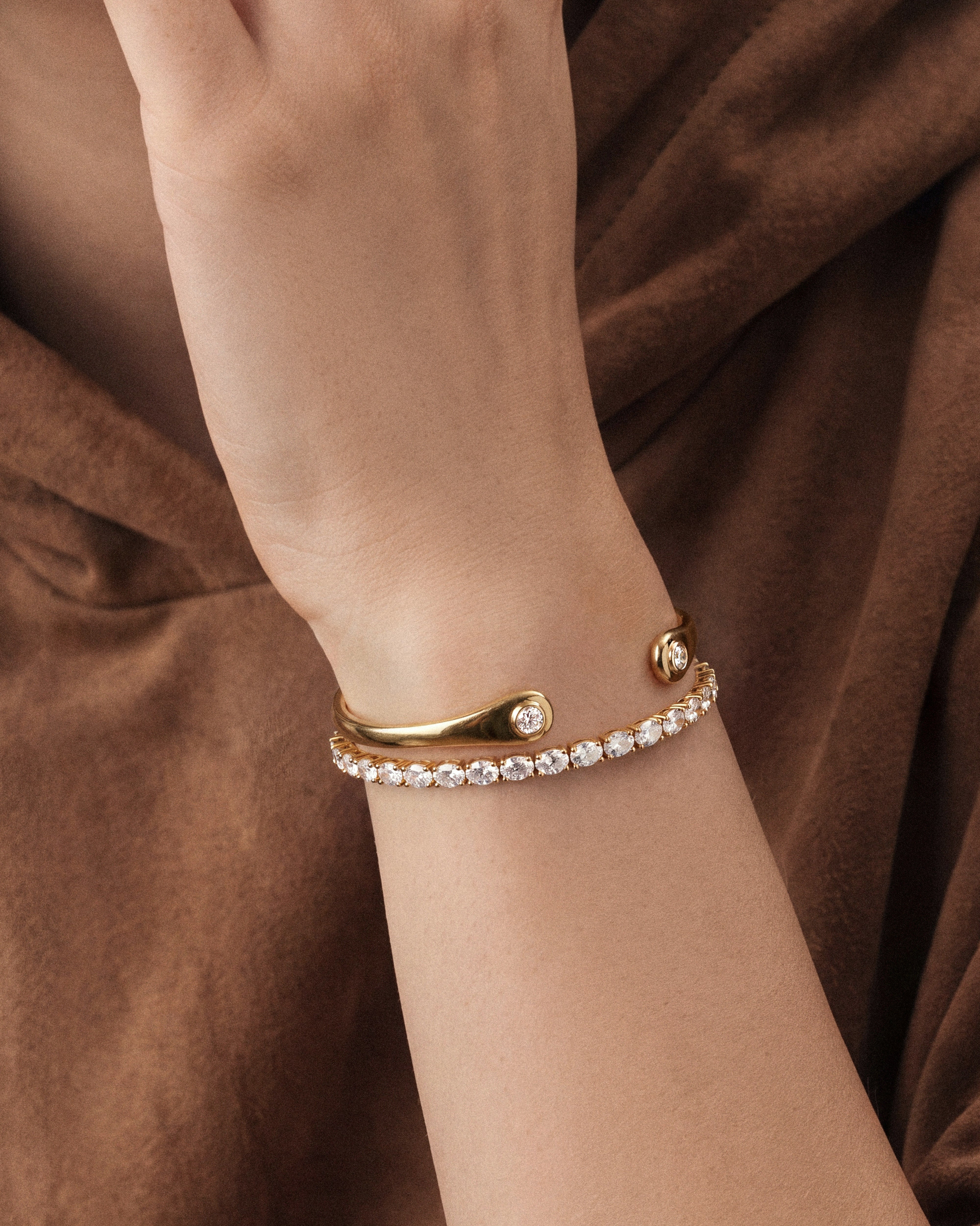 Bezel Gemstone Cuff Bracelet