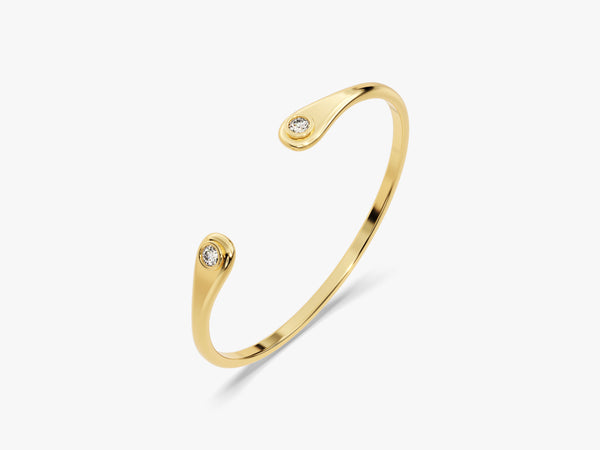 Bezel Diamond Cuff Bracelet in 14k Gold