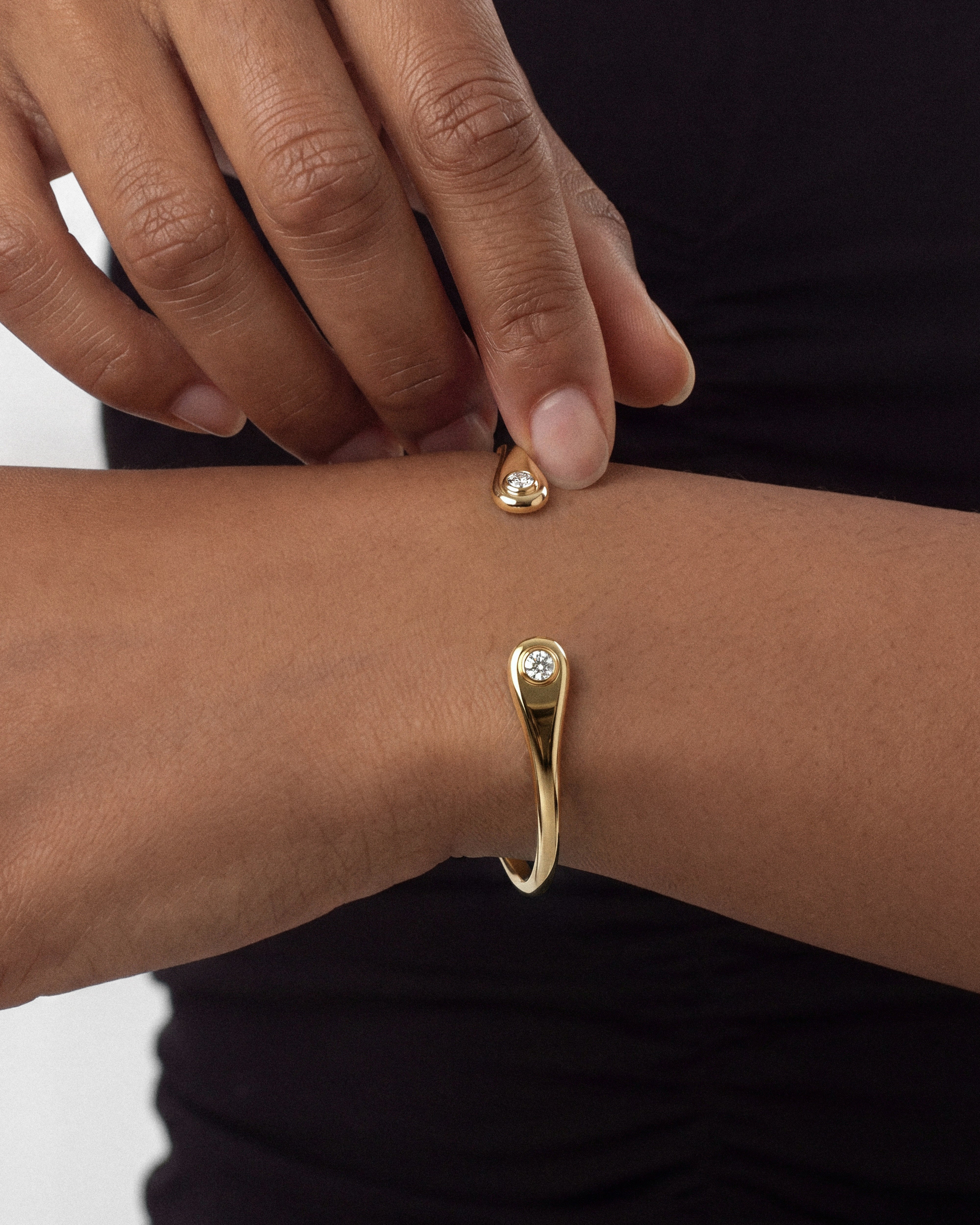 Bezel Gemstone Cuff Bracelet