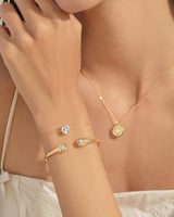 Bezel Gemstone Cuff Bracelet