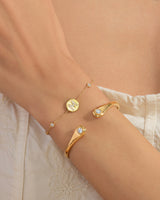 Bezel Gemstone Cuff Bracelet