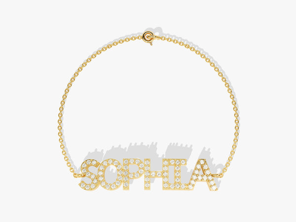 Micro Prong Diamond Name Bracelet in 14k Gold