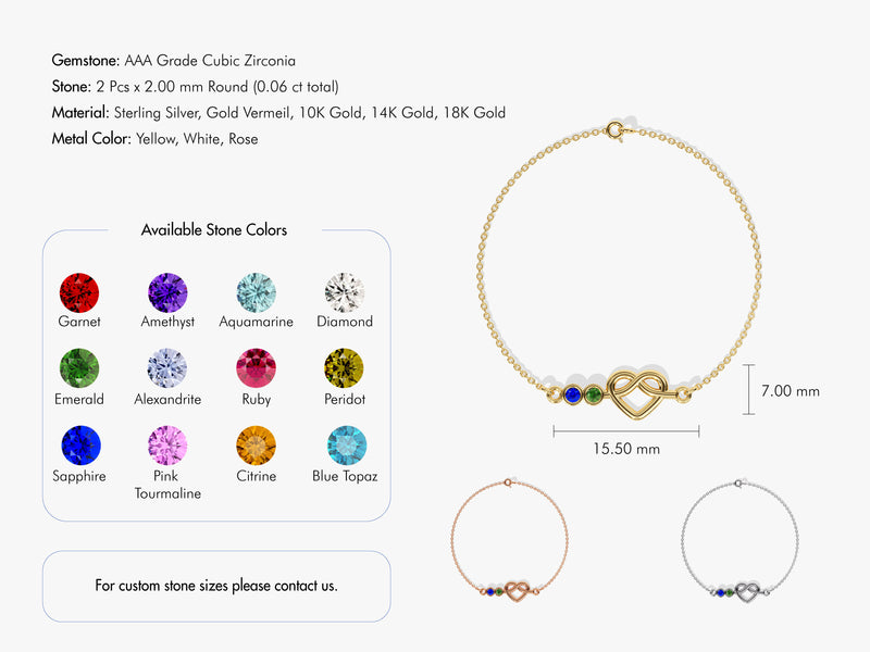 Infinity Heart Birthstone Bracelet