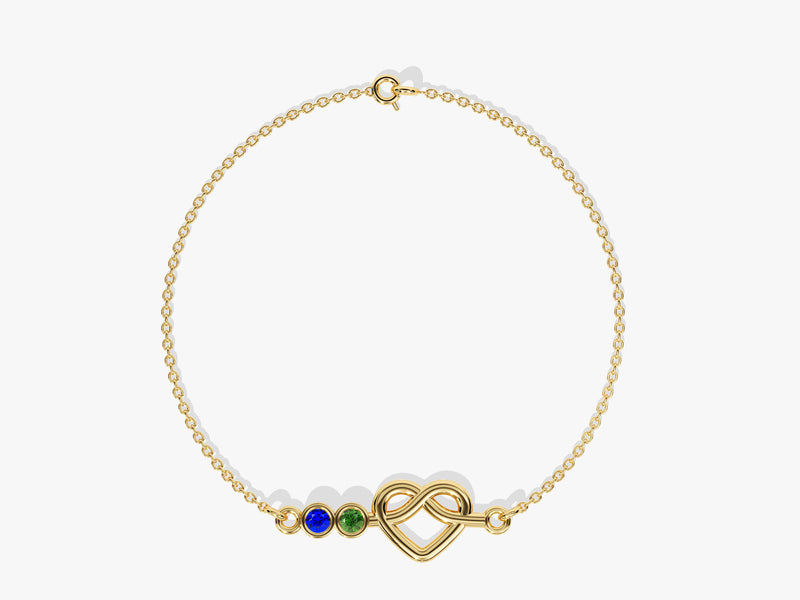 Infinity Heart Birthstone Bracelet in 14K Solid Gold