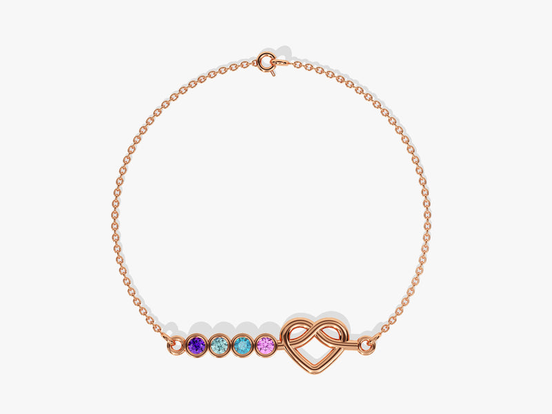 Infinity Heart Birthstone Bracelet in 14K Solid Gold