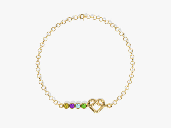 Infinity Heart Birthstone Bracelet in 14K Solid Gold