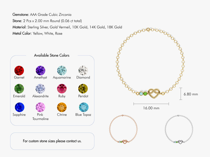 Infinity Heart Birthstone Bracelet