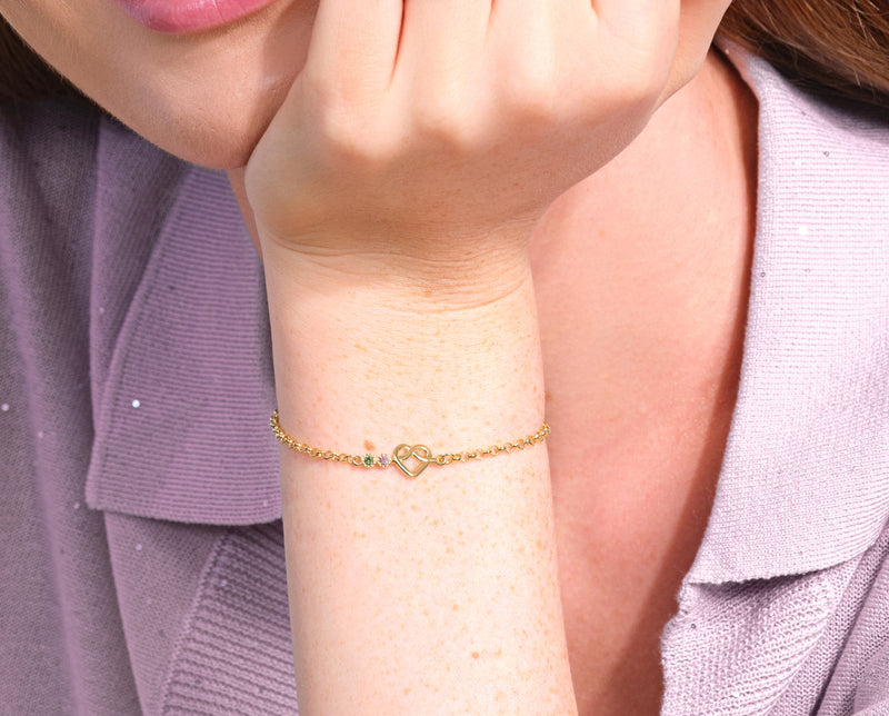 Infinity Heart Birthstone Bracelet