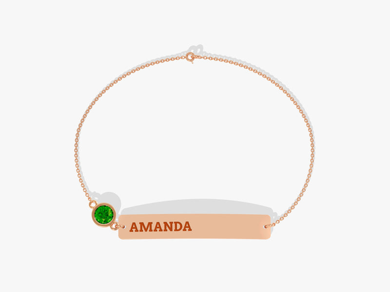 Nameplate Emerald Bracelet in 14K Solid Gold