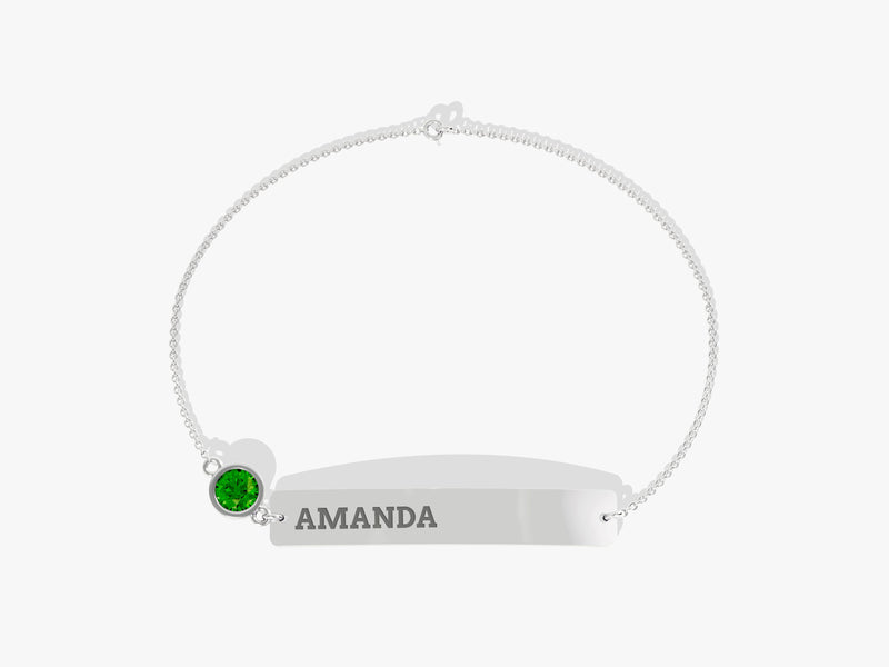 Nameplate Emerald Bracelet in 14K Solid Gold