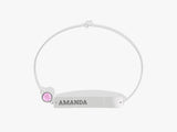 Nameplate Pink Tourmaline Bracelet in 14K Solid Gold