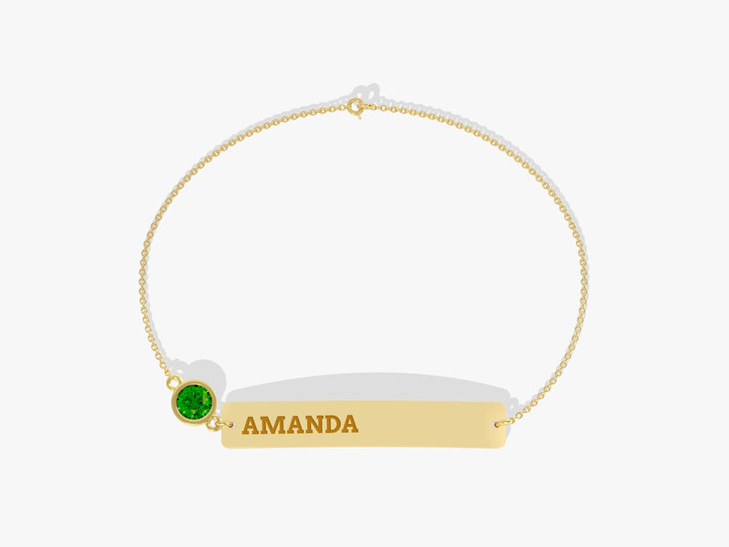 Nameplate Emerald Bracelet in 14K Solid Gold