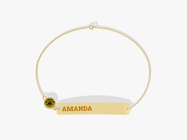 Nameplate Peridot Bracelet in 14K Solid Gold