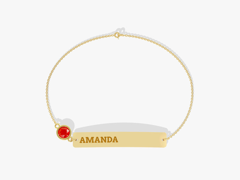 Nameplate Ruby Bracelet in 14K Solid Gold