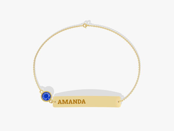 Nameplate Sapphire Bracelet in 14K Solid Gold