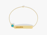 Nameplate Blue Topaz Bracelet in 14K Solid Gold