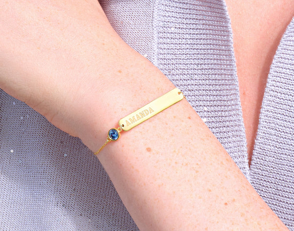 Nameplate Ruby Bracelet in 14K Solid Gold