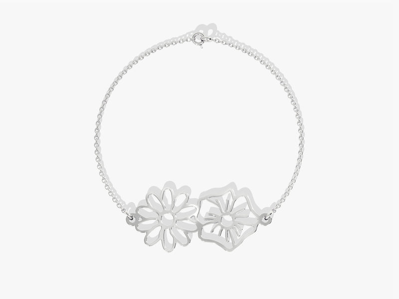 Plain Birthflower Bracelet in 14k Gold
