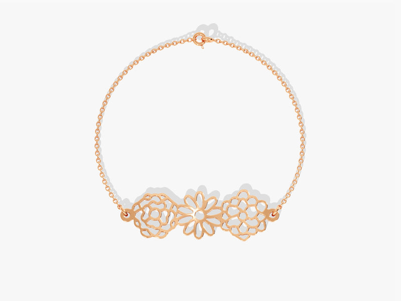 Plain Birthflower Bracelet in 14k Gold