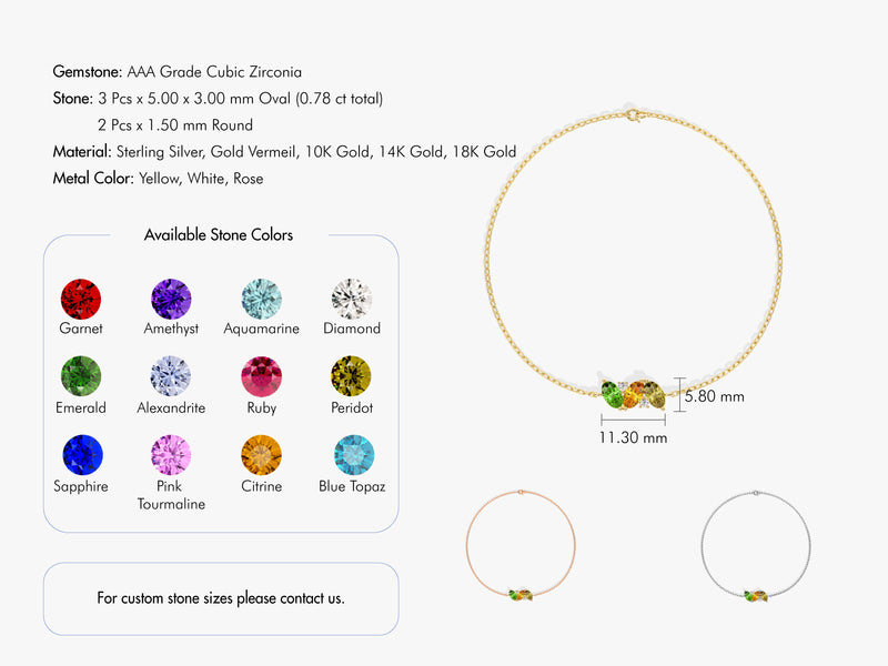 Oval Multi Birthstone Bracelet